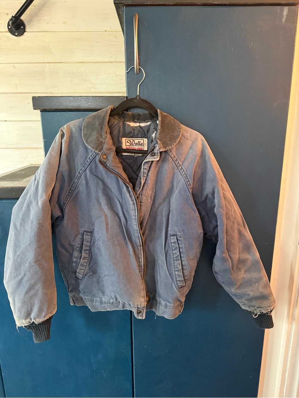 Walls Blue Cotton Bomber Jacket with Corduroy Collar